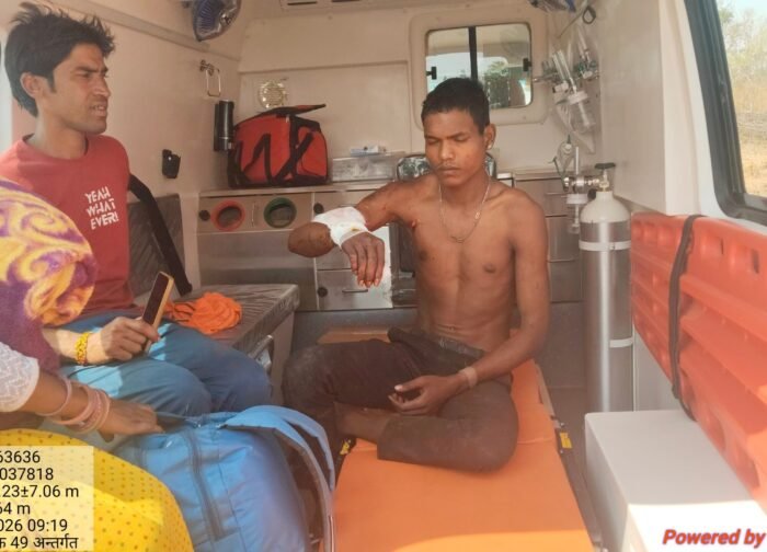 घटारानी में युवक पर तेंदुआ  ने किया हमला ,,मादा तेंदुआ दो बच्चे के साथ देखा गया है।।