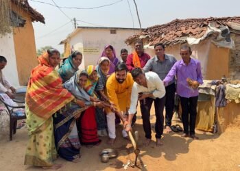 ग्राम पंचायत राखी में  गली सिमेंटीकरण के लिए भूमिपूजन,