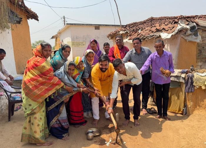 ग्राम पंचायत राखी में  गली सिमेंटीकरण के लिए भूमिपूजन,