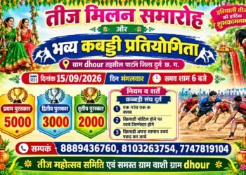 ढौर में तीज मिलन समारोह एवं कबड्डी प्रतियोगिता 15 सितंबर को