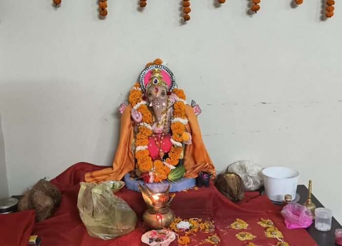 इतिहास में पहली बार नगर पंचायत पाटन कार्यालय में विराजे गणपति