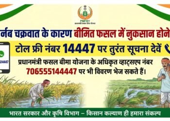 अर्नब चक्रवात के कारण बीमित फसल में नुकसान होने पर टोल फ्री नंबर 14447 पर सूचना देवें